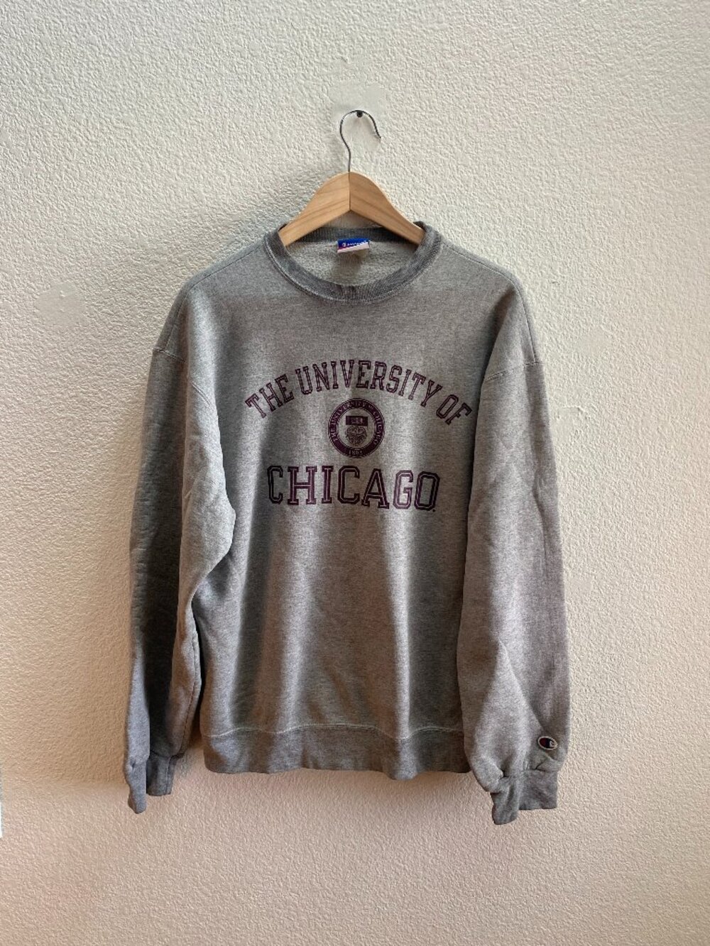 University of Chicago 1892 Champion Crew Neck Sweatshirt Large Gray Color